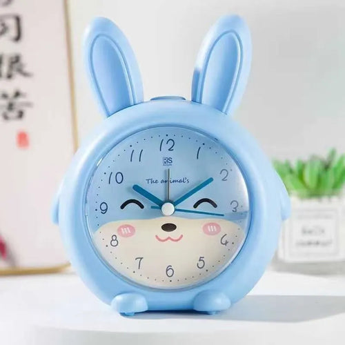 Cartoon style children's alarm clock with ABS plastic shell showing call, ring, mute, night light and snooze functions