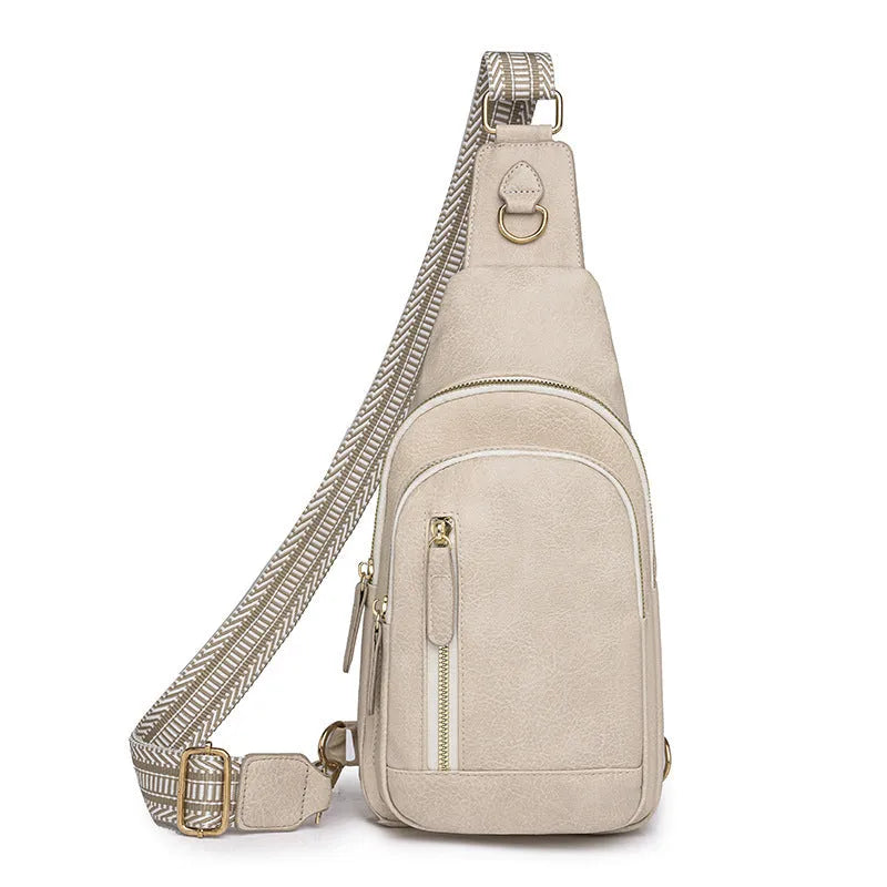 Women's soft PU leather crossbody messenger bag in street style with open pocket
