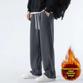 Men's double-sided polar fleece winter sports pants with wool lining in loose Korean style fit