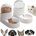 White automatic cat feeder and water dispenser set with wave design