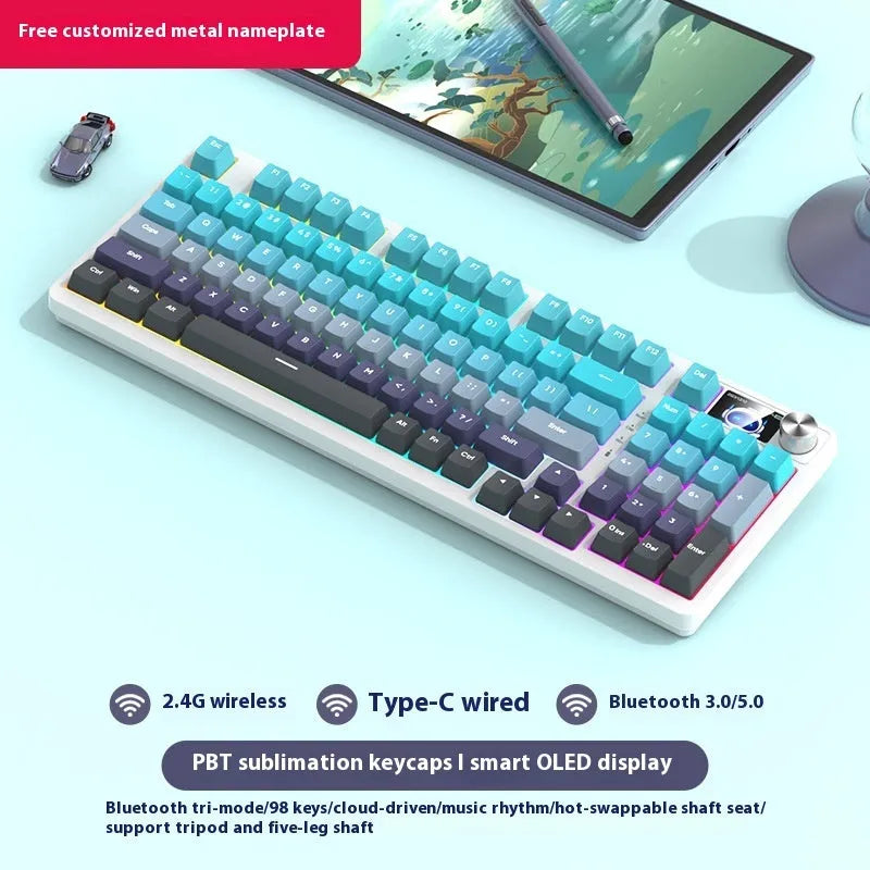 98-key wireless Bluetooth mechanical keyboard with multiple colour theme options