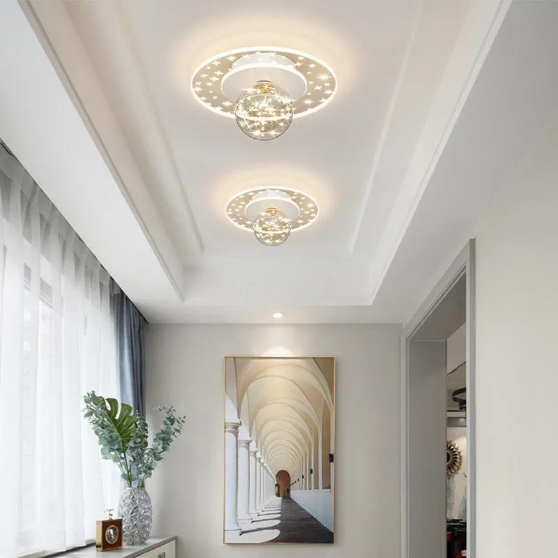 Modern corridor ceiling lamp in black finish with LED light source