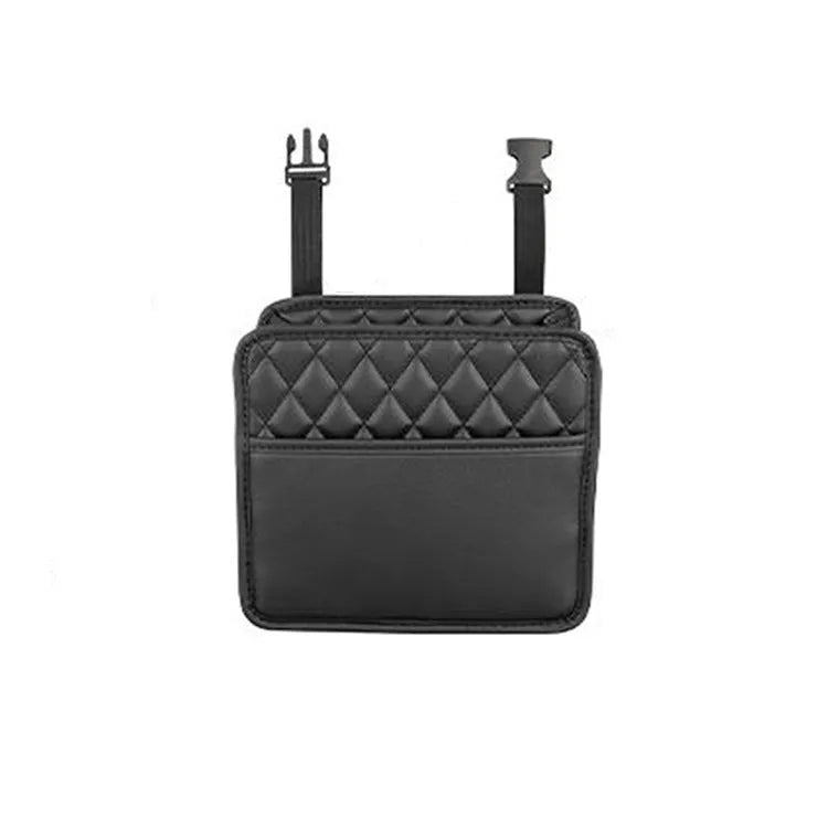 Leather hanging car trash can storage bag in vehicle interior