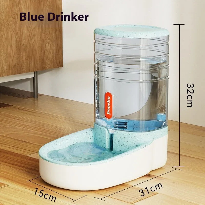 Automatic pet water fountain or feeder with 3.8L capacity in grey, blue, pink, or green colour