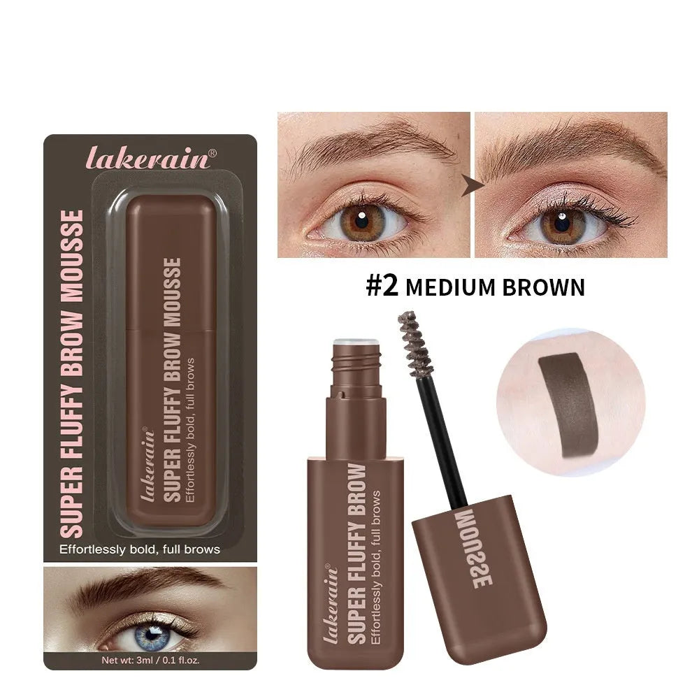 Eyebrow cream mousse in six colour shades with applicator for long-lasting brow definition
