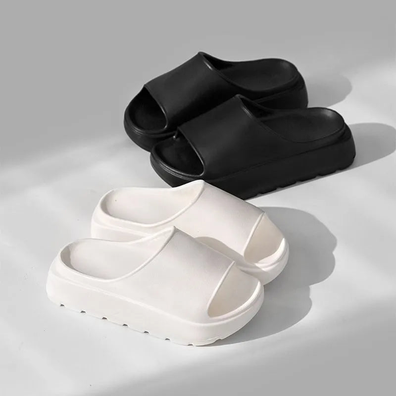 Women's thick soled beach slippers in fish mouth design with 5.5cm EVA sole