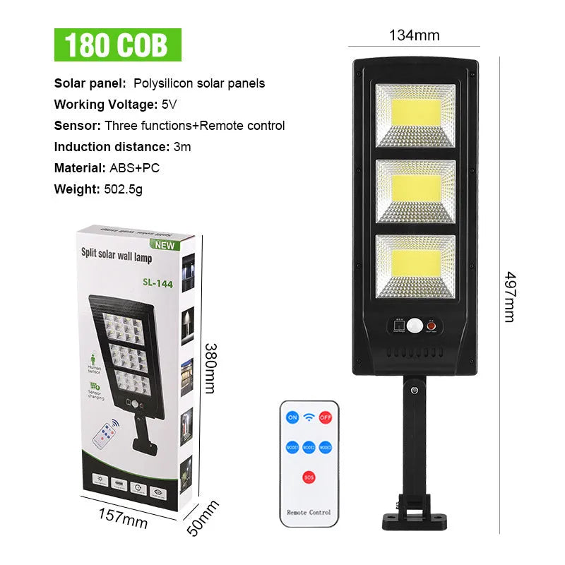 Plastic solar street light with remote control for outdoor garden and wall LED lighting