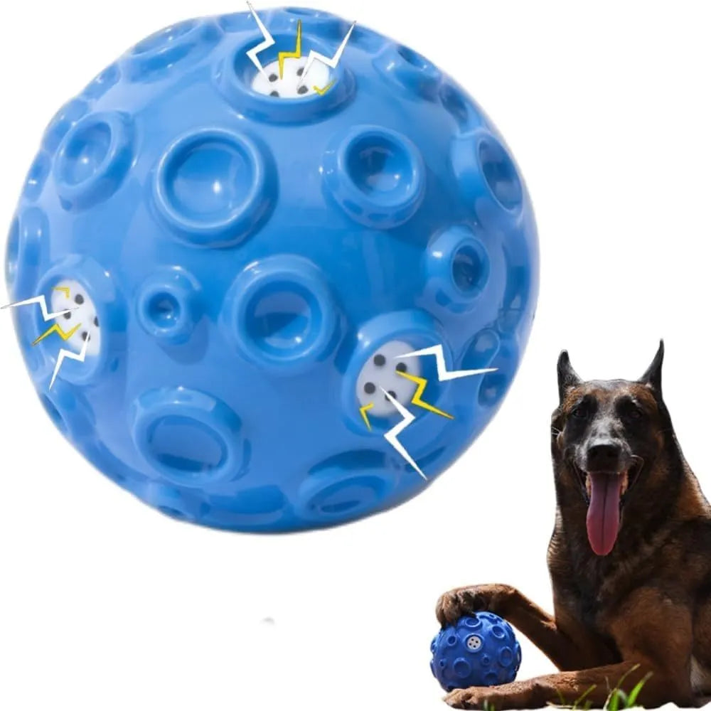 Durable natural rubber dog ball toy with textured surface and squeaker for aggressive chewers.