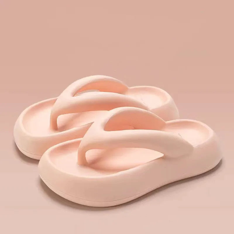 Solid colour EVA flip-flops with thick sole and bow detail in multiple colour options