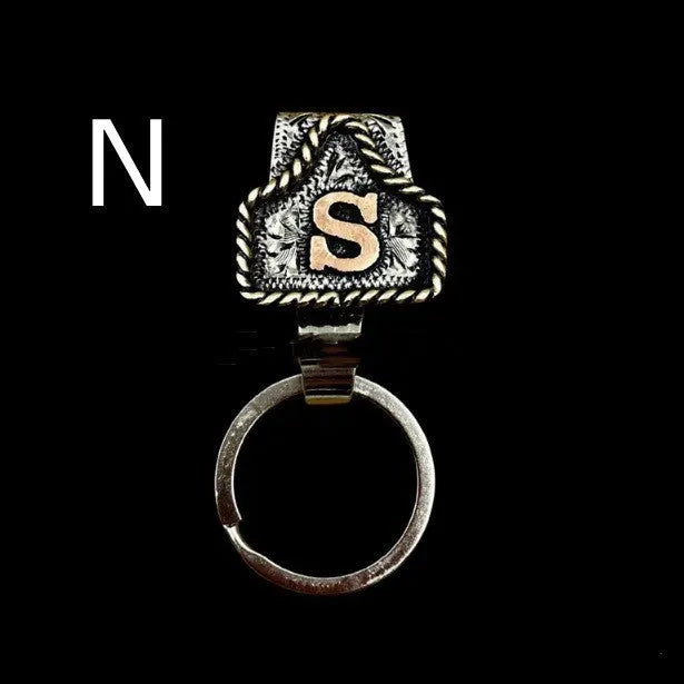 Handmade cow tag belt metal key holder keychain in multiple colour options
