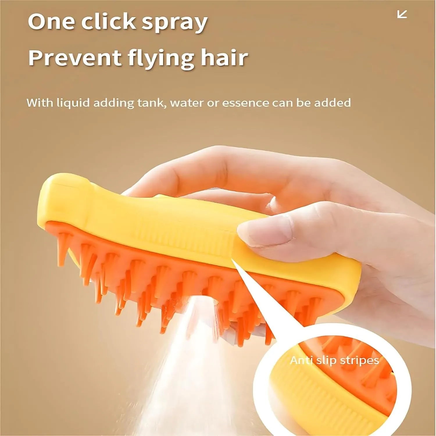 Green rechargeable cat steam brush with round teeth and cat paw ends for grooming