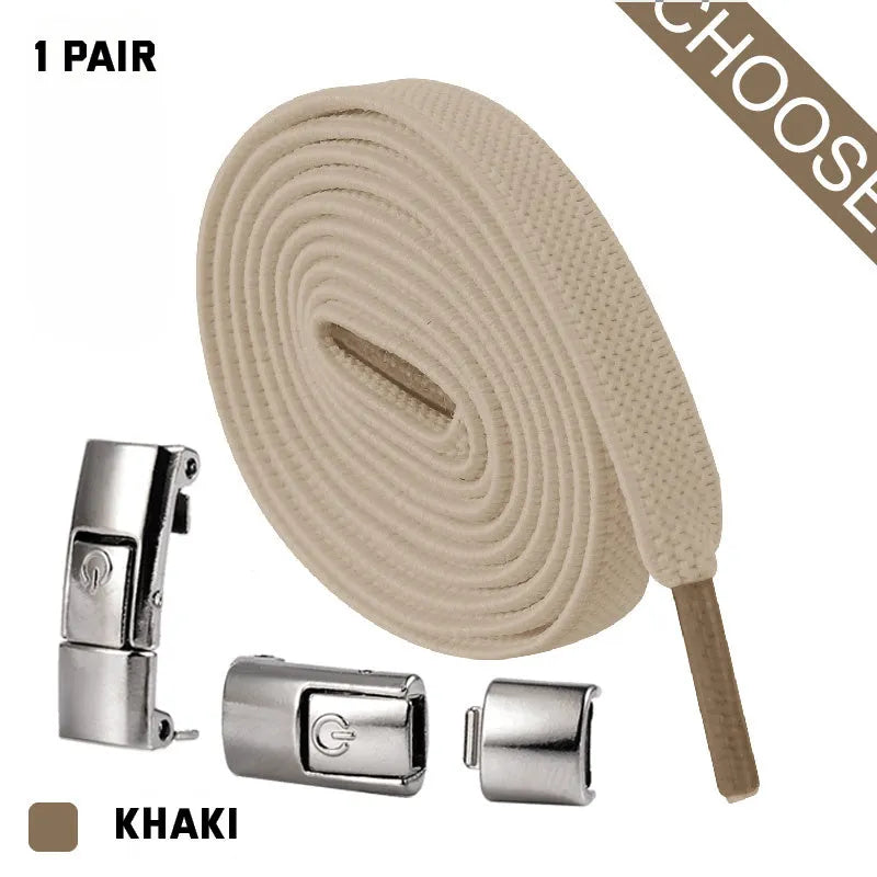 8mm wide press lock elastic shoelaces with flat profile and soft cotton construction