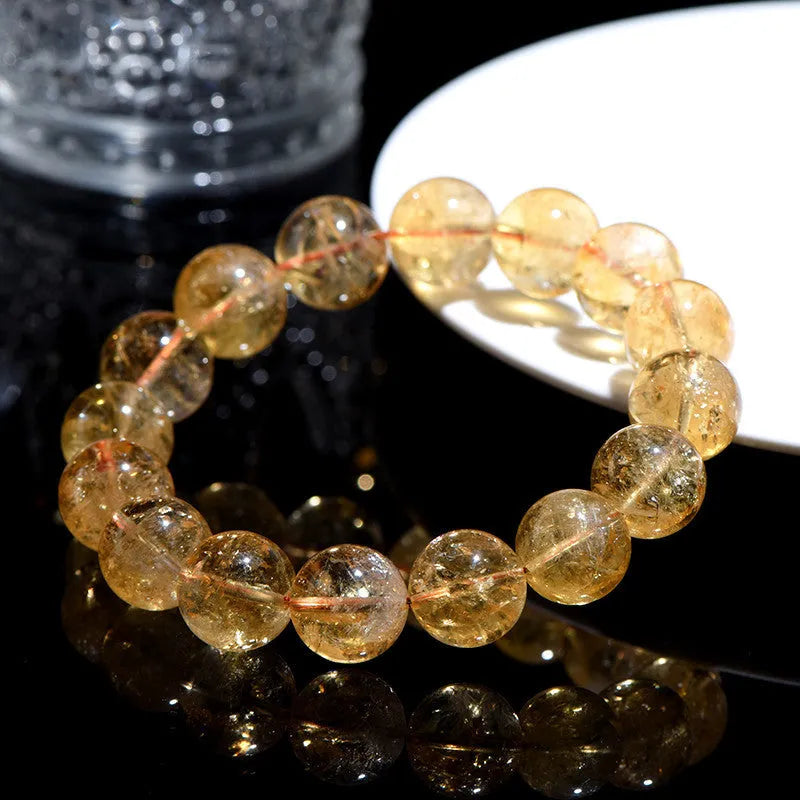 Natural yellow Asestelle citrine bracelet with geometrically shaped beads in multiple size options