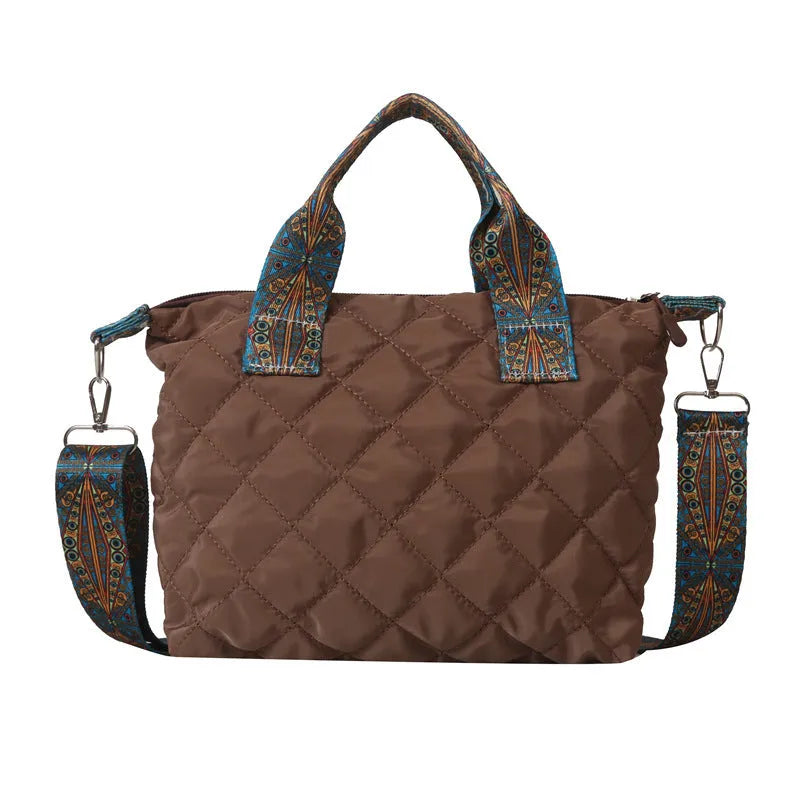 Urban simplicity shoulder messenger bag in Oxford cloth with embroidery detailing and single strap