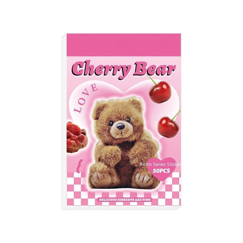 American retro cartoon mini sticker book showing 4x6cm adhesive stickers in six colour themes