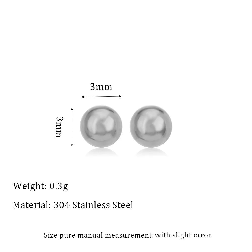Stainless steel ball stud earrings in gold and silver colours with geometric round design
