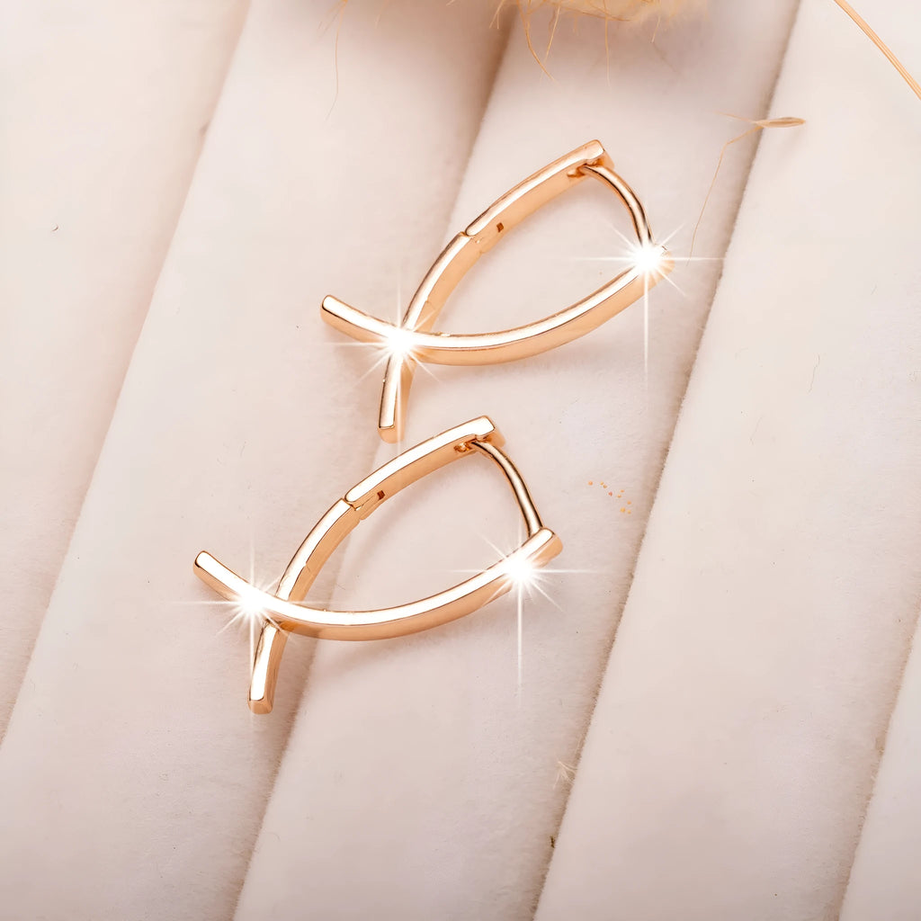 Rose gold cross shaped copper earrings single pair jewellery accessory