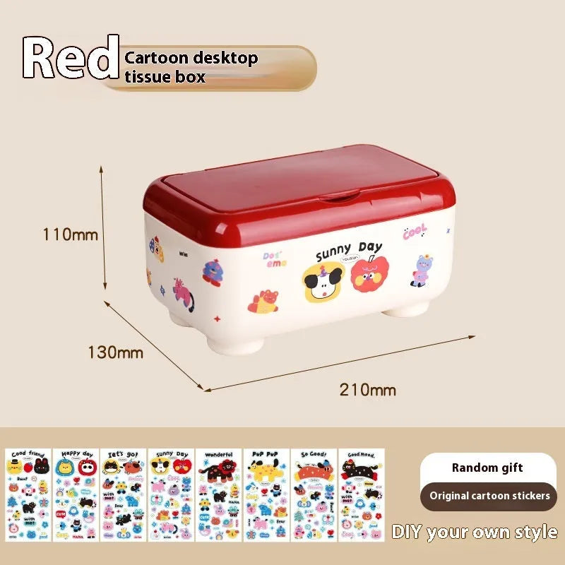 Cartoon design plastic desktop organiser with 2L capacity storage box and grid pattern for stationery organisation