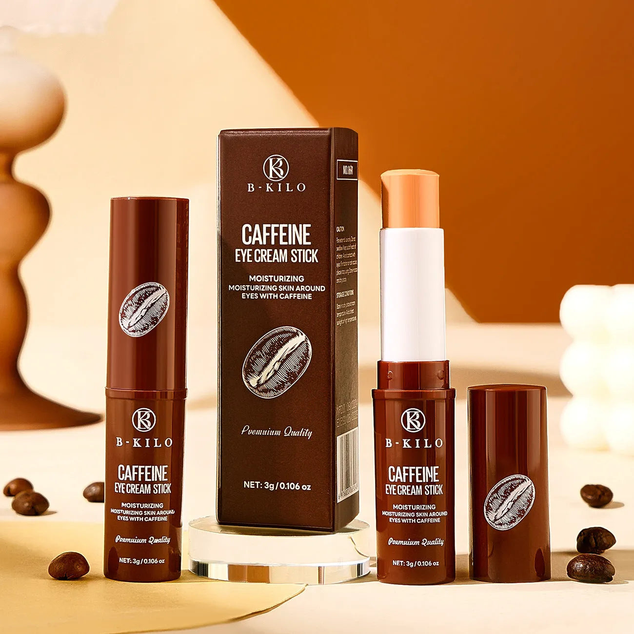 Caffeine Eye Cream Stick in a portable cream stick applicator
