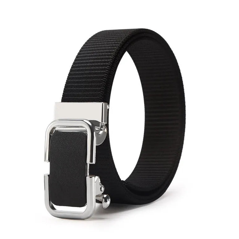Toothless nylon canvas men's belt with alloy buckle in multiple colour options