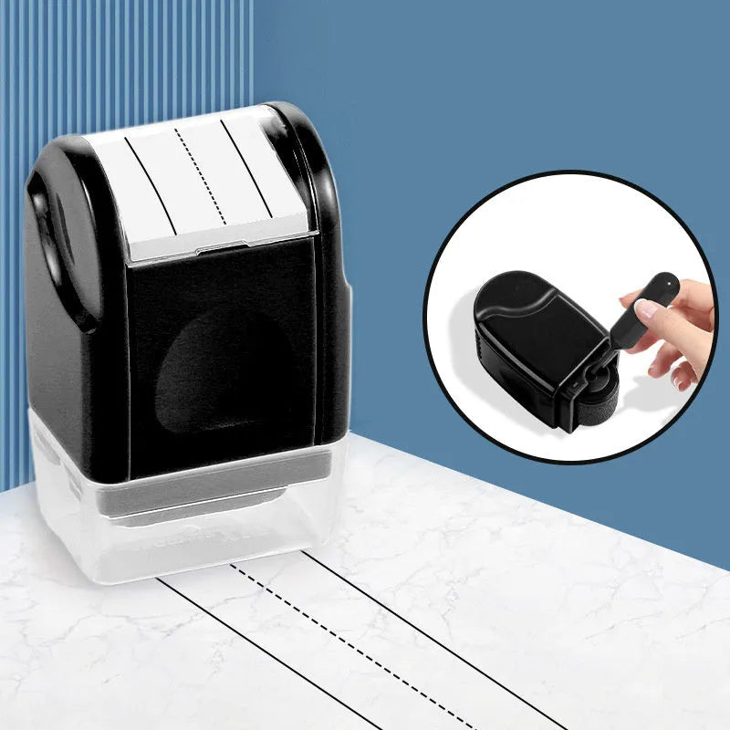 Rectangular plastic roller stamp for English line patterns in seven colours for teaching