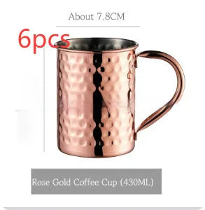 Stainless steel Moscow Mule copper plated cup with glass lining and hammer point texture
