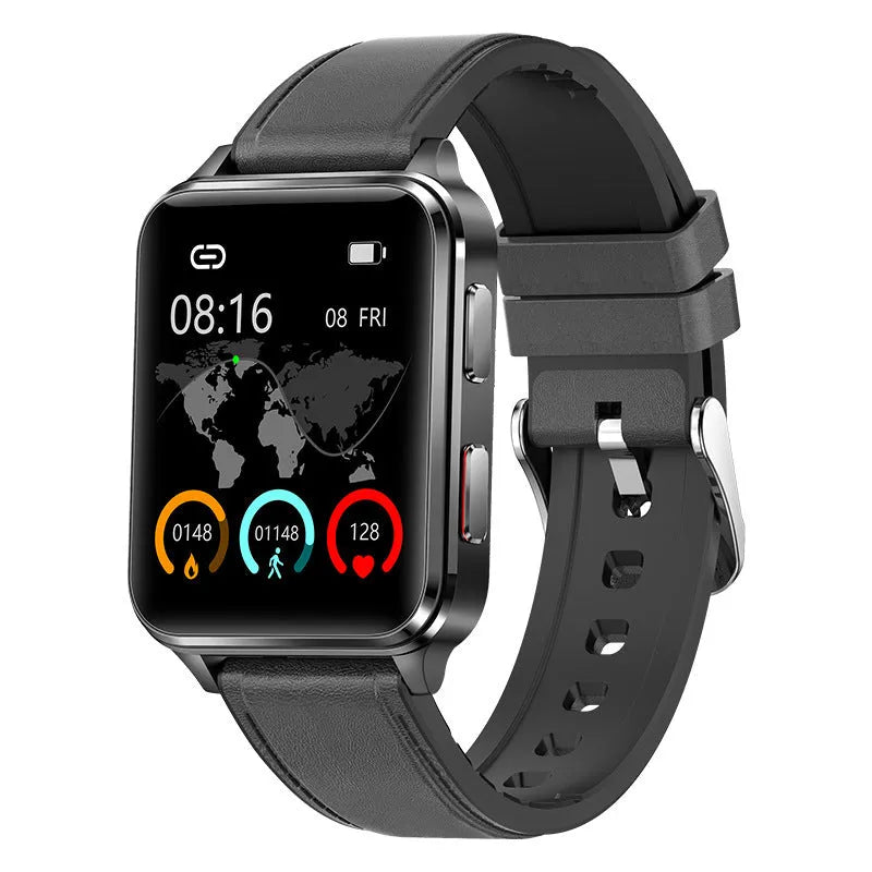 All-weather multi-sport watch with 1.70-inch tempered glass screen and silicone wristband showing fitness tracking display