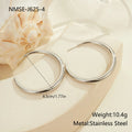 Geometric round stainless steel hoop earrings with gold plating, shown in large and small sizes.