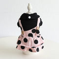 Lapel shoulder strap couple pet clothes set showing four-legged and skirt style options for dogs.