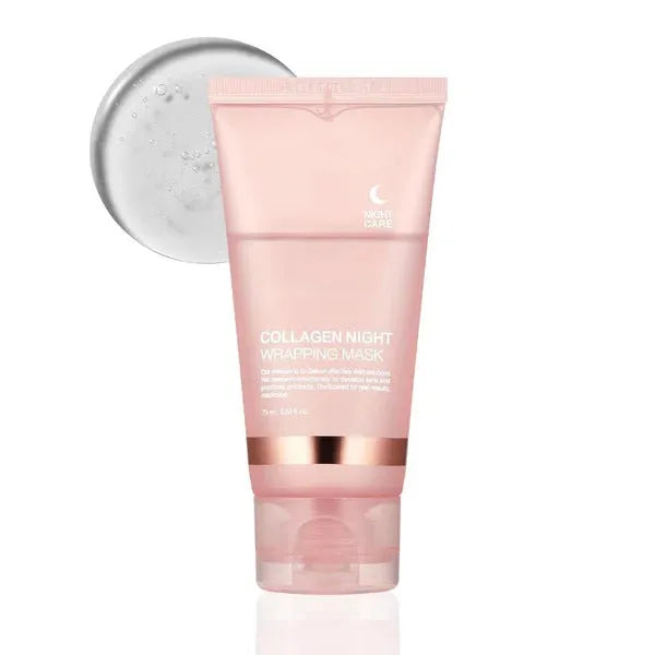 75ml collagen night facial mask bottle with application brush for firming and anti-wrinkle skin care