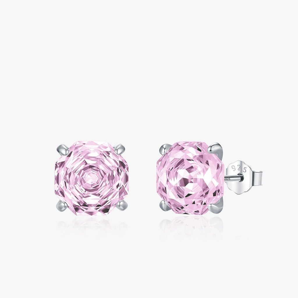 S925 sterling silver roses stud earrings in 6mm and 8mm sizes with flower shape design
