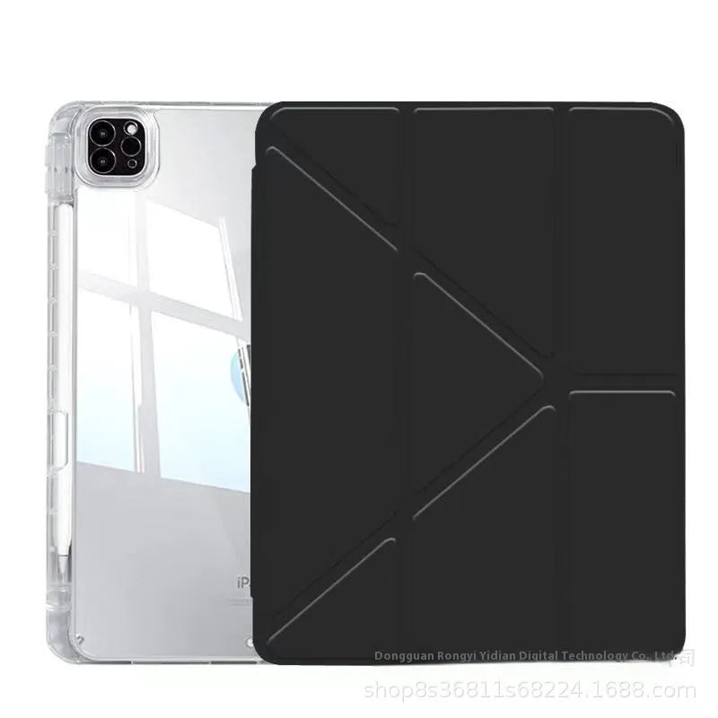 Transparent acrylic tablet protective cover with magnetic bracket for iPad models