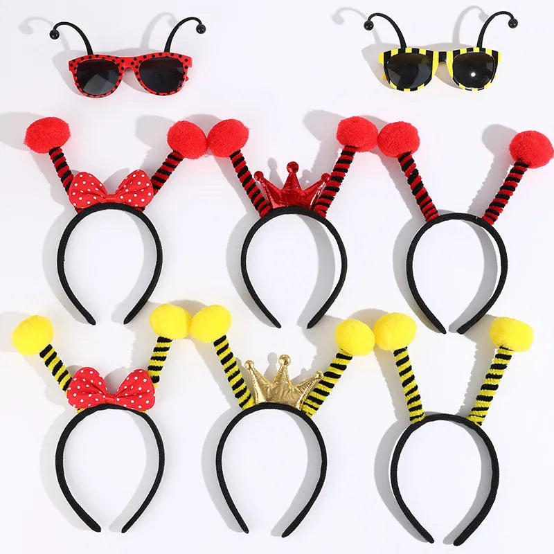 Yellow bee costume headband and glasses set for children's dress up and parties