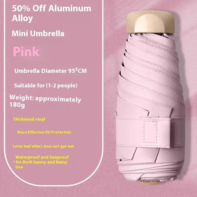 Compact 5-fold gradient vinyl sun umbrella with alloy frame in multiple colour options