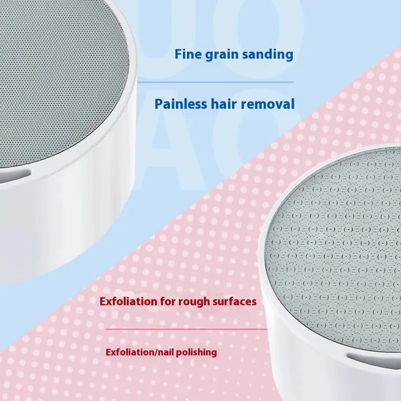 Nano glass epilator and foot grinder device with 2-in-1 design in plastic housing