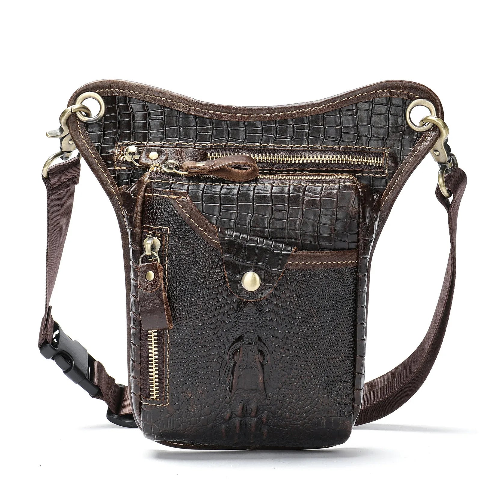 Men's crazy horse leather vintage satchel bag with adjustable strap in multiple colour options