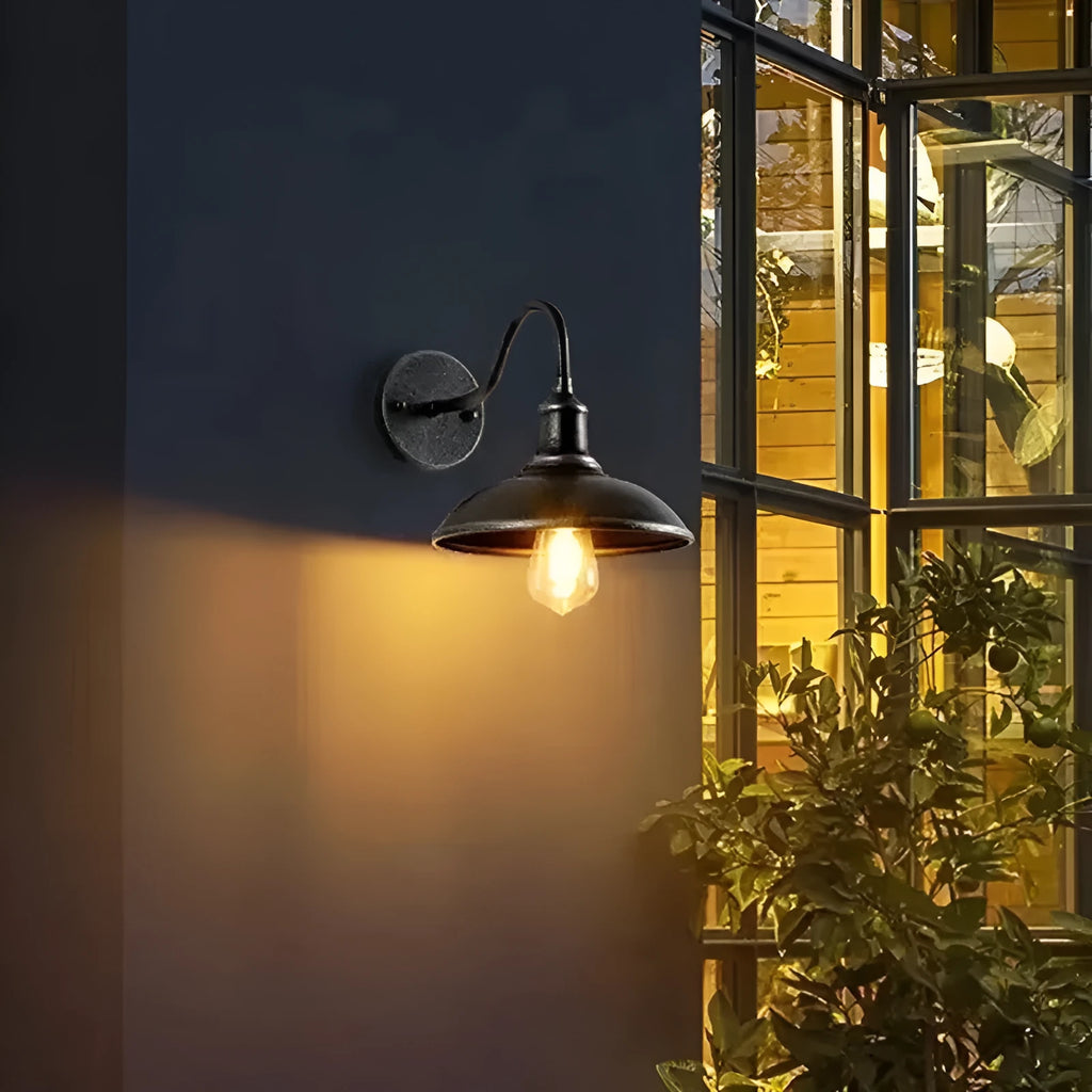 Retro style villa courtyard wall lamp in silver or copper finish with angled mounting options