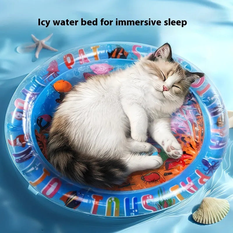 PVC inflatable water cooling cushion for cats in dolphin or shark design