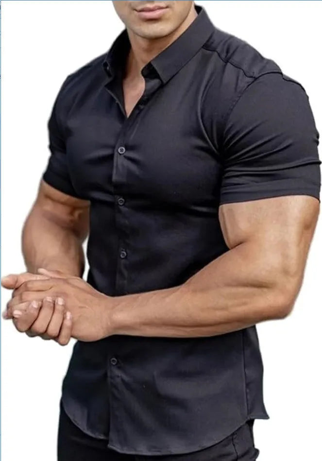 Men's short sleeve casual printed shirt with collar in a choice of colours.