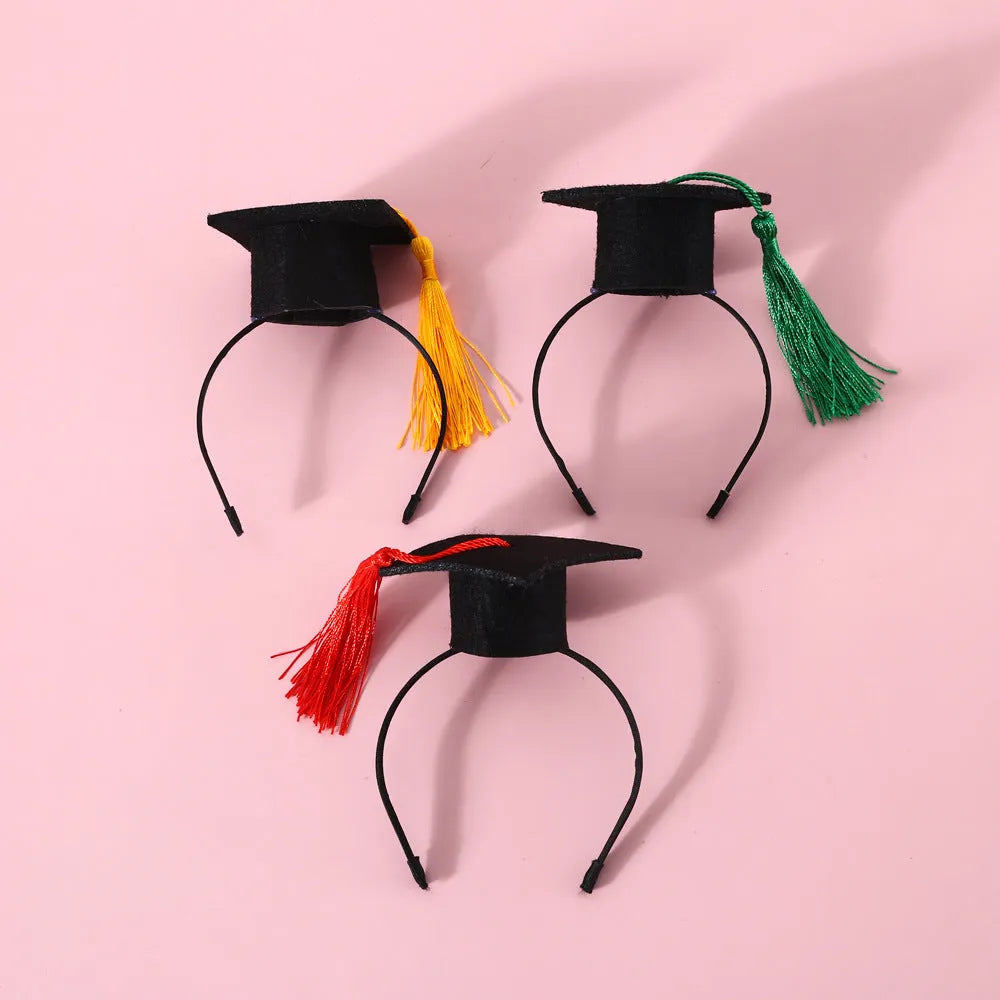 Pet doctor's degree hair band and bow tie set in woolen felt with elastic 18cm circumference