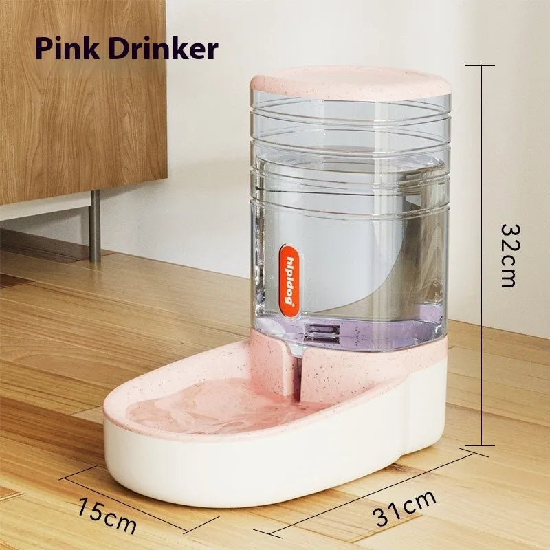 Automatic pet water fountain or feeder with 3.8L capacity in grey, blue, pink, or green colour