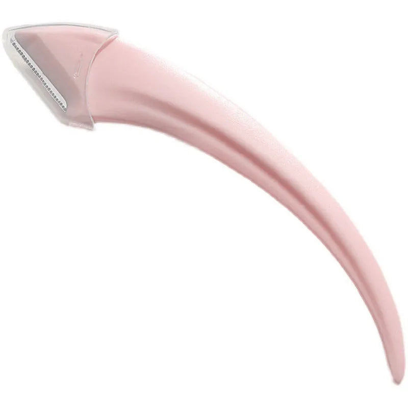 Curved moon eyebrow trimming knife set with comb in stainless steel and plastic