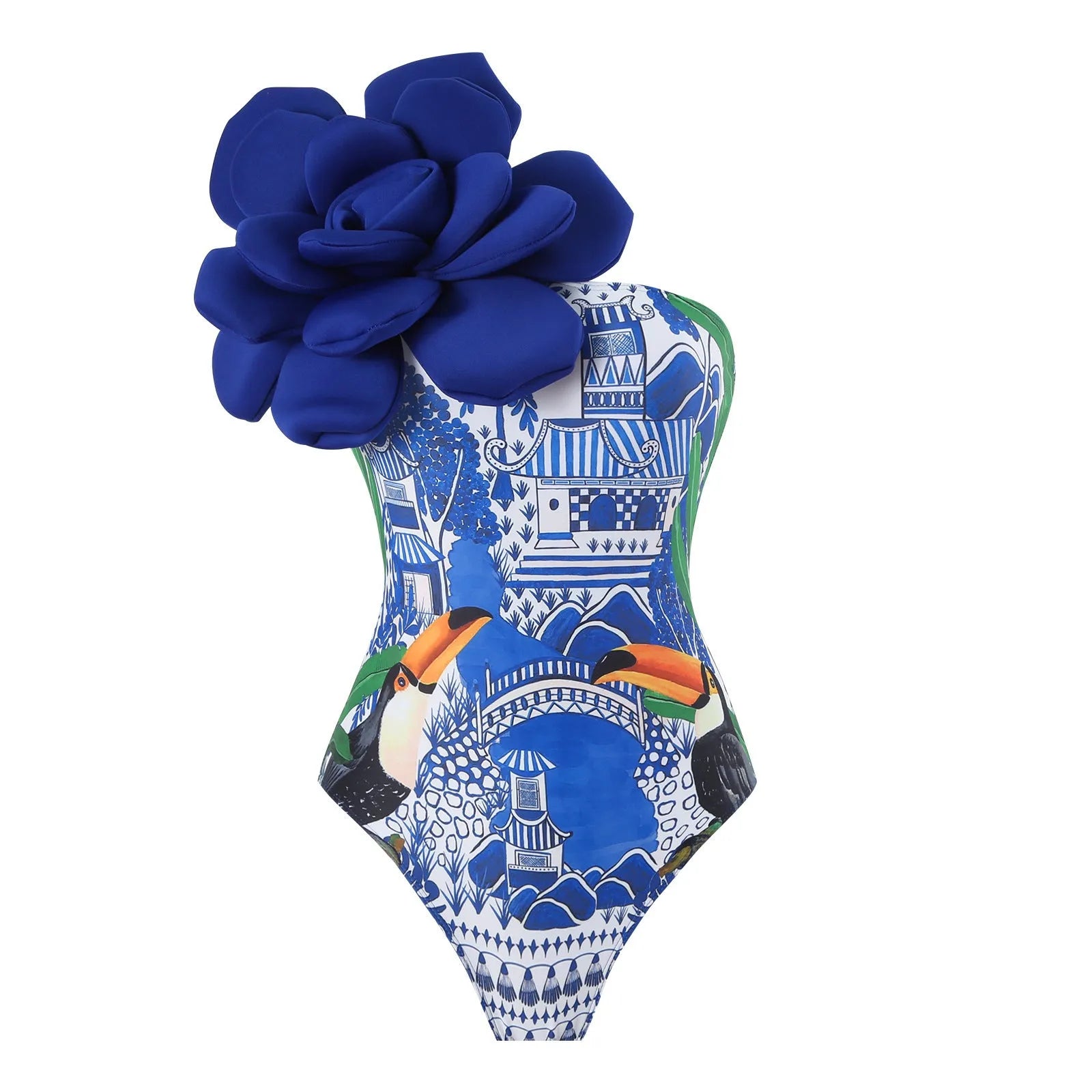 Women's one-piece swimsuit with matching printed gauze skirt set for swimming holidays