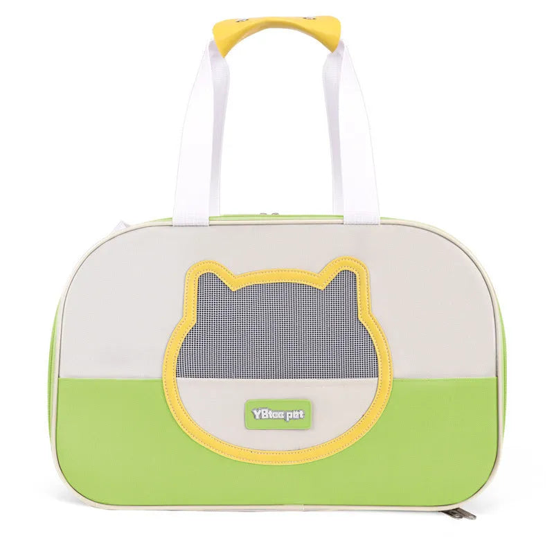 Oxford cloth foldable cat backpack in blue colour with mesh ventilation panels