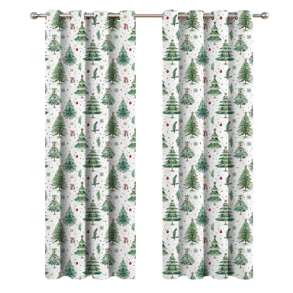 Christmas Forest polyester punching shading curtain in modern simple style with high sunshade function and multiple size options for window decoration
