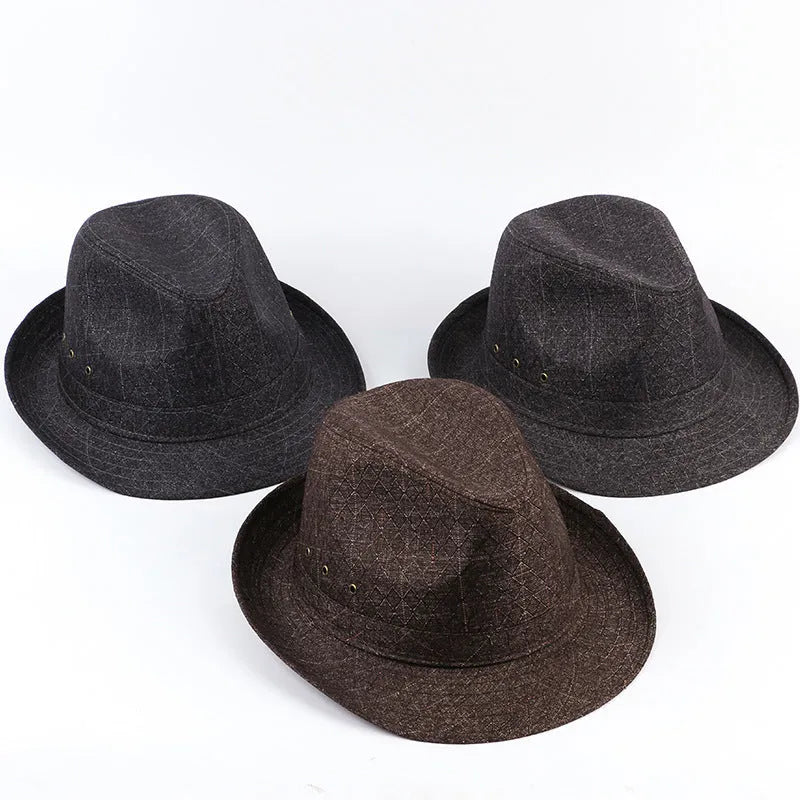 Men's fedora hat in suit material or linen available in sizes 57cm to 60cm circumference