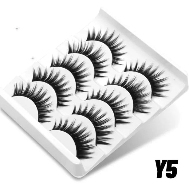 Box of natural false eyelashes and glue in one of six style options