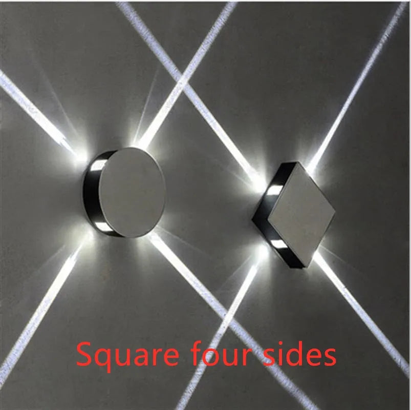 Modern square and round LED wall light with iron shade and aluminium frame