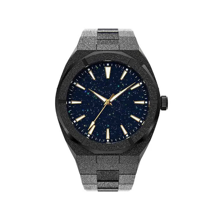 Stainless steel men's waterproof watch with 42mm dial and mineral glass