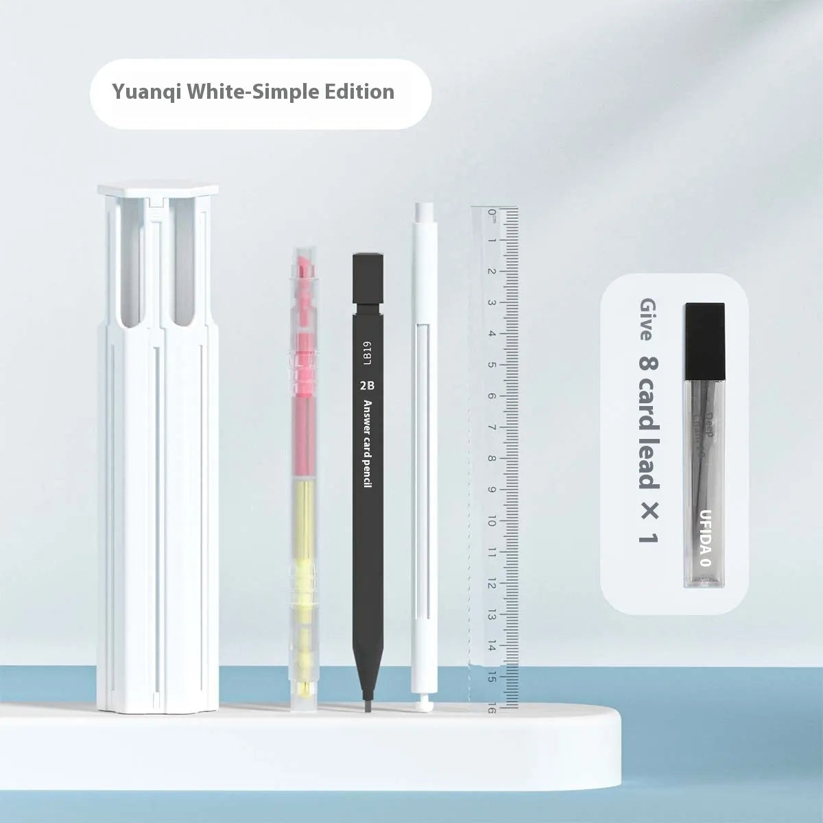 Plastic pressing pen kit for six pens in pencil case with colour options